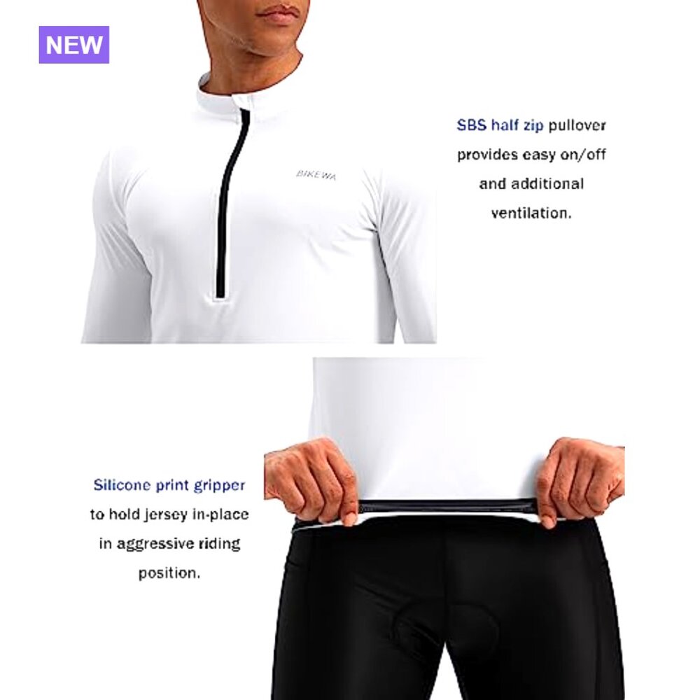 Long Sleeve Cycling Jersey with 4 Pockets UPF 50+ Moisture Wicking - Picture 5 of 6
